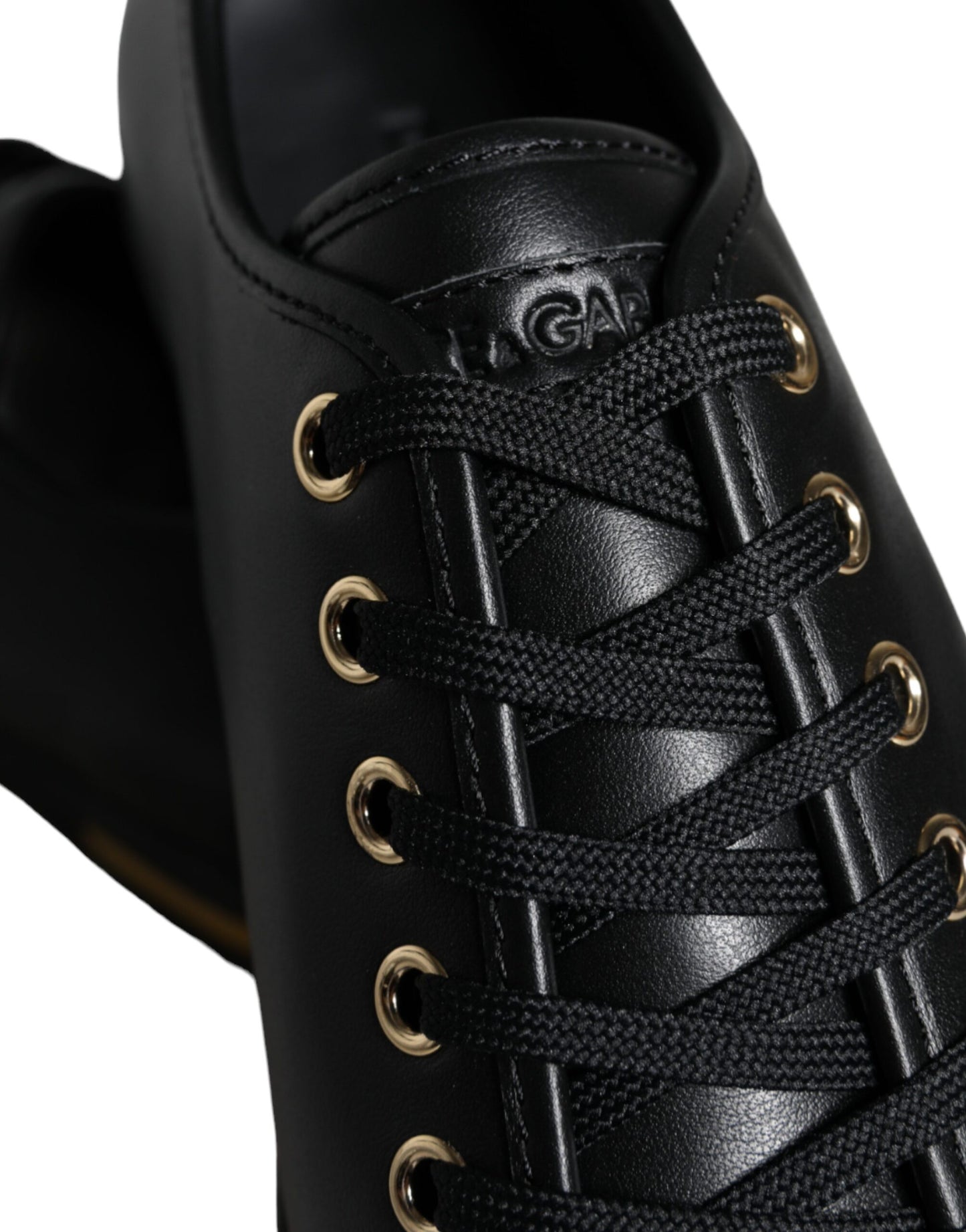 Dolce & Gabbana Baskets classiques en cuir noir et or