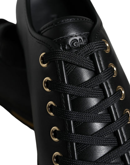 Dolce & Gabbana Baskets classiques en cuir noir et or
