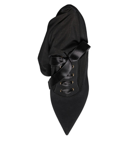 Dolce & Gabbana Black Stiletto Heels Mid Calf Boots Shoes