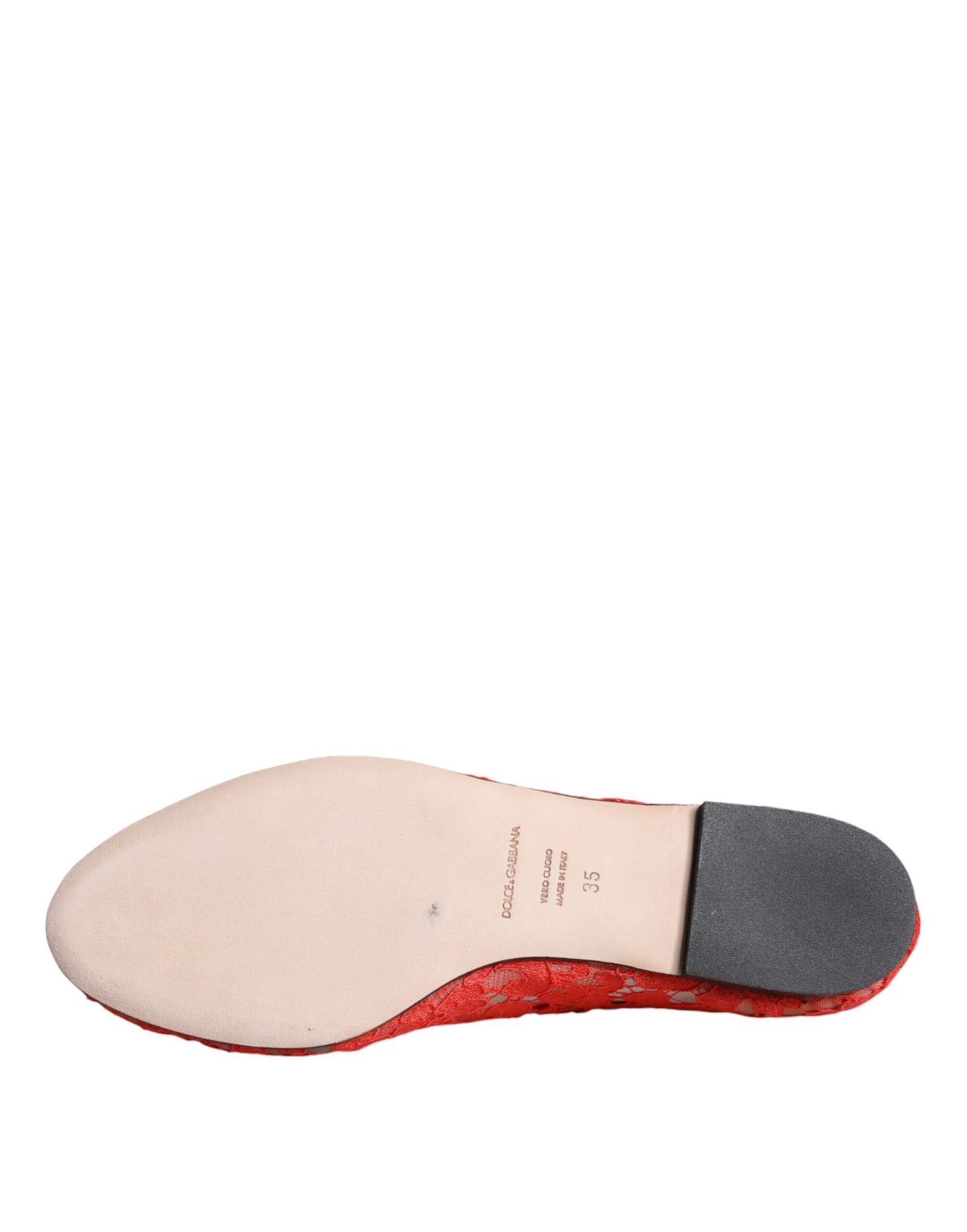 Zapatos planos (mocasines) de ballet de encaje de coral con cristales Dolce & Gabbana