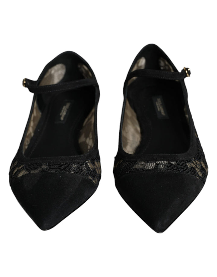 Zapatos planos Bellucci de encaje Taormina negros de Dolce & Gabbana