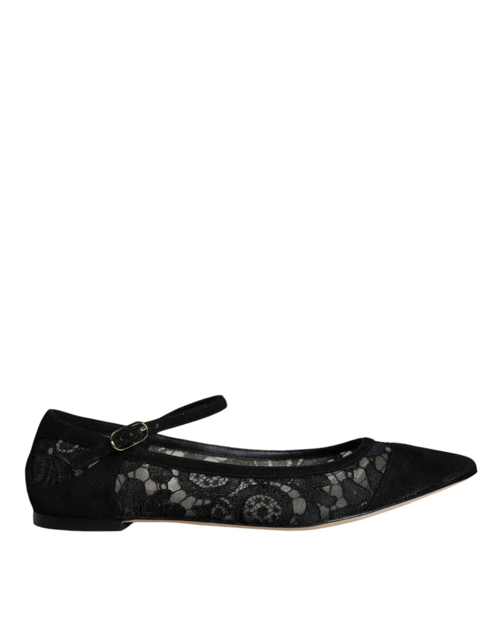 Zapatos planos Bellucci de encaje Taormina negros de Dolce & Gabbana