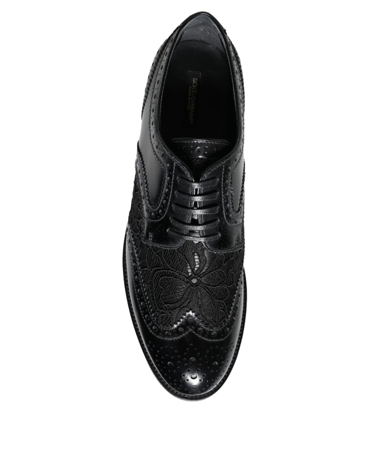 Zapatos de vestir Dolce & Gabbana de cuero negro con encaje floral