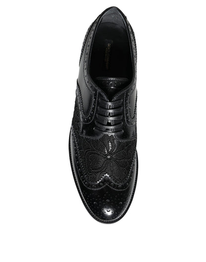 Zapatos de vestir Dolce & Gabbana de cuero negro con encaje floral