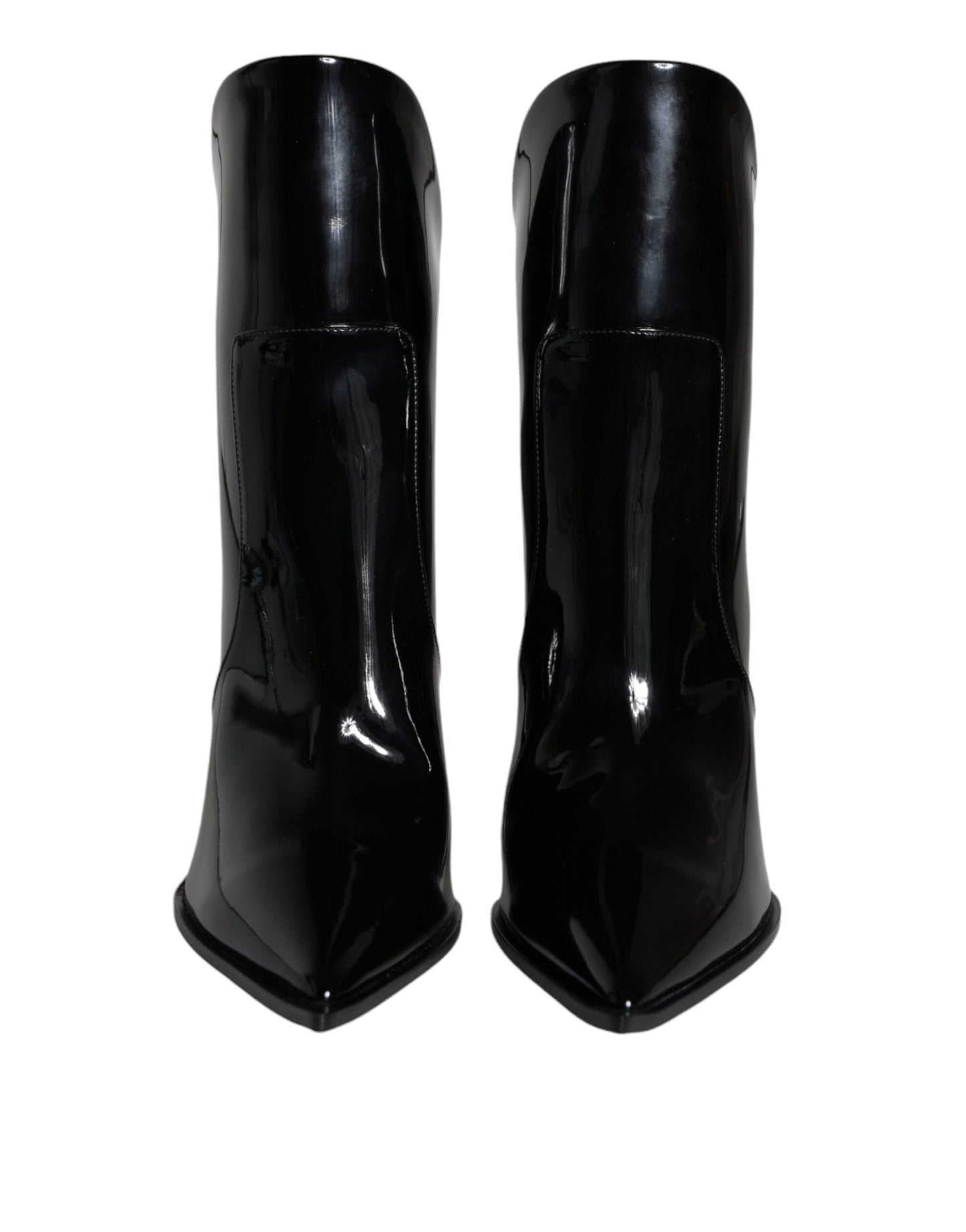 Chaussures Bottines Pointues en Cuir Verni Noir Dolce & Gabbana