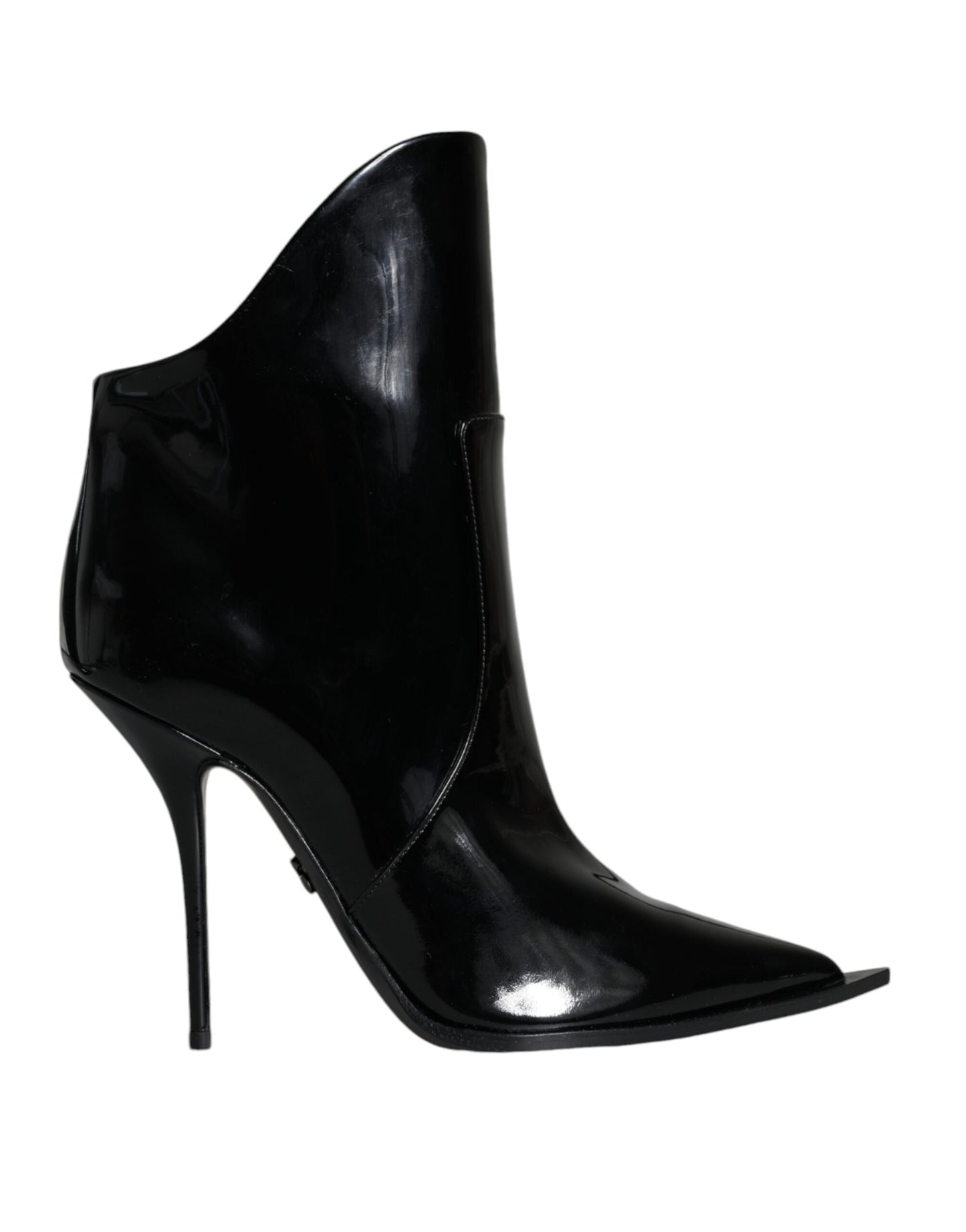 Chaussures Bottines Pointues en Cuir Verni Noir Dolce & Gabbana