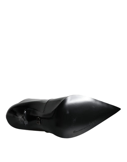 Chaussures Bottines Pointues en Cuir Verni Noir Dolce & Gabbana