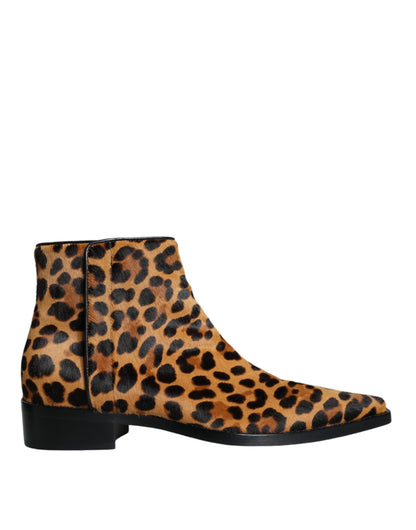 Dolce & Gabbana Bottines en fourrure de veau léopard marron
