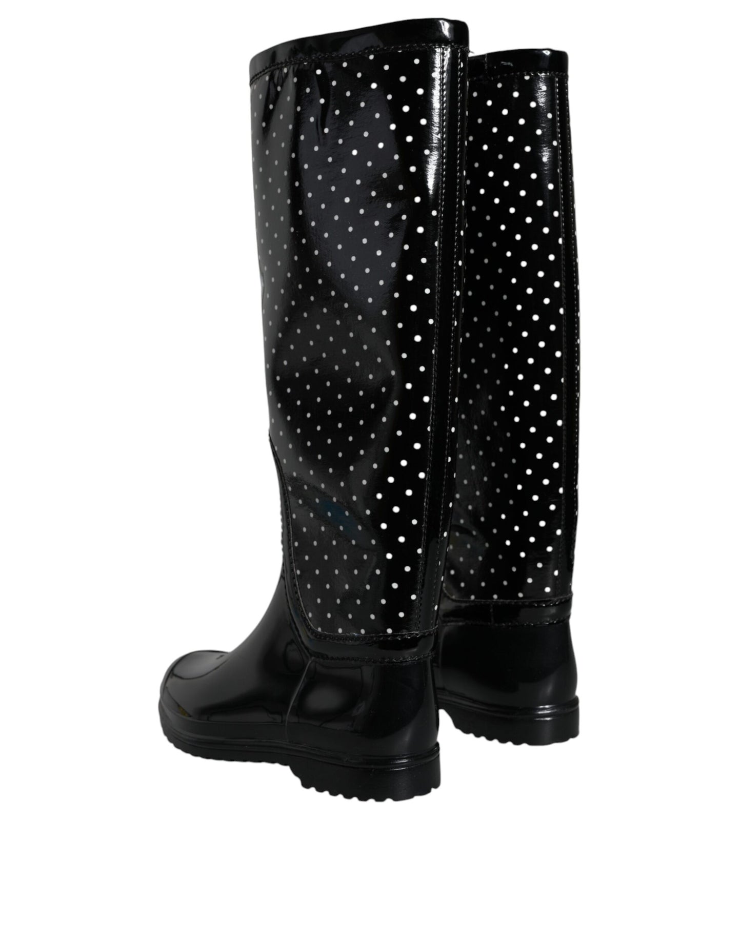 Bottes hautes en caoutchouc Dolce & Gabbana noires à pois