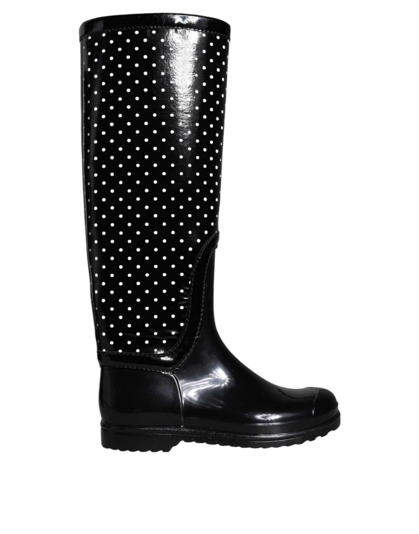 Bottes hautes en caoutchouc Dolce & Gabbana noires à pois