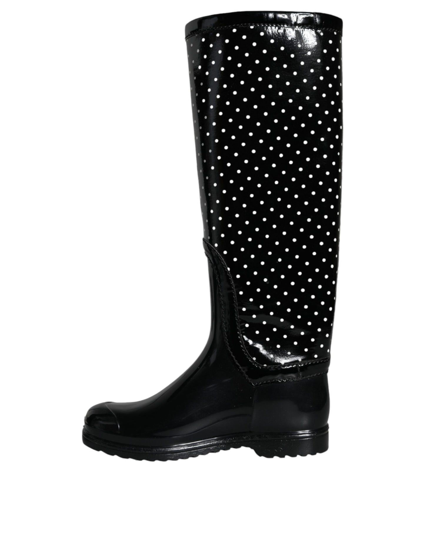 Bottes hautes en caoutchouc Dolce & Gabbana noires à pois