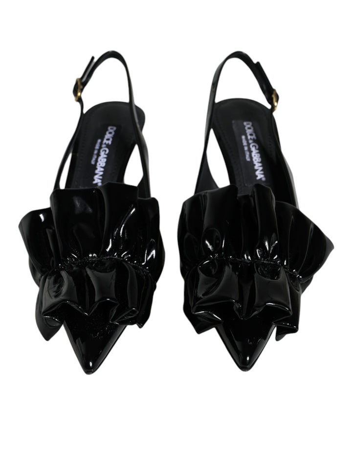 Chaussures à talons Dolce & Gabbana en cuir verni noir avec bride arrière