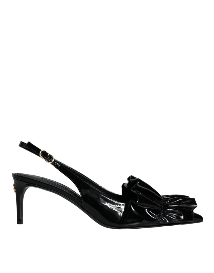 Chaussures à talons Dolce & Gabbana en cuir verni noir avec bride arrière