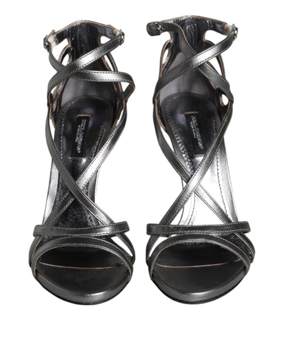 Chaussures Sandales à Talons Keira en Cuir Argenté Dolce & Gabbana