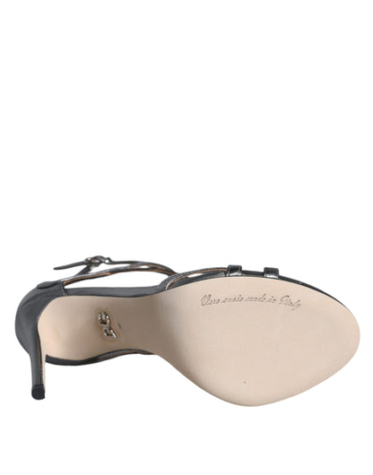 Chaussures Sandales à Talons Keira en Cuir Argenté Dolce & Gabbana