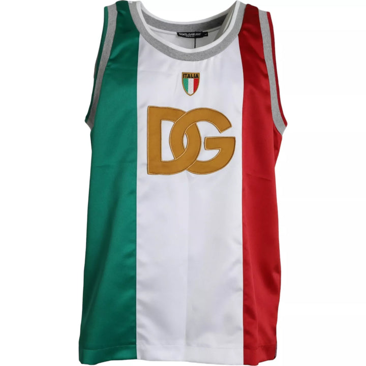 Débardeur Dolce & Gabbana blanc et vert drapeau italien en forme de panier