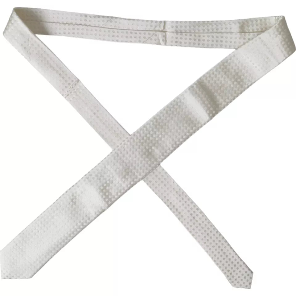 Cravate classique Dolce & Gabbana en soie blanche à pois pour homme, ajustable