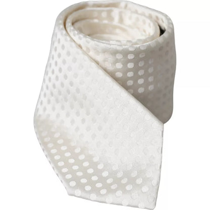Cravate classique Dolce & Gabbana en soie blanche à pois pour homme, ajustable