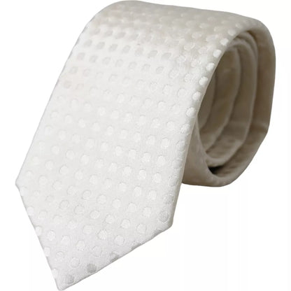 Cravate classique Dolce & Gabbana en soie blanche à pois pour homme, ajustable