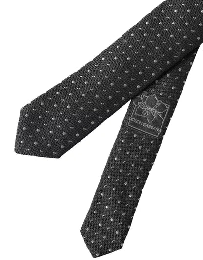 Corbata de hombre ajustable de seda negra con lunares Dolce & Gabbana