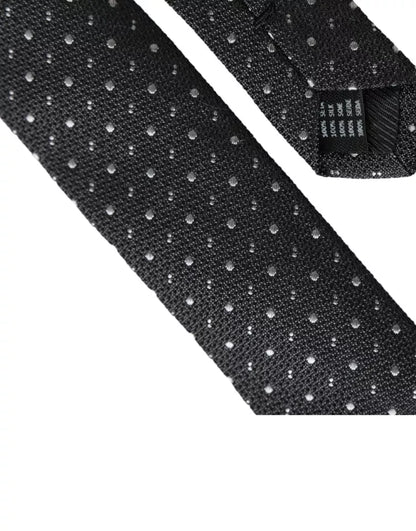 Corbata de hombre ajustable de seda negra con lunares Dolce & Gabbana