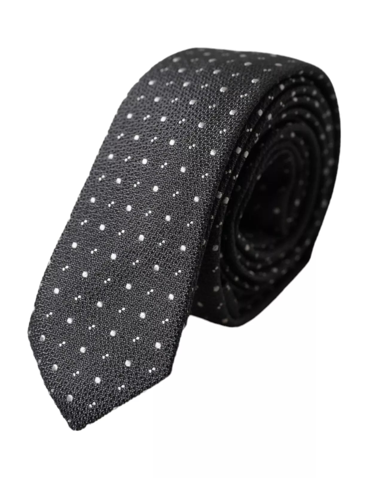 Corbata de hombre ajustable de seda negra con lunares Dolce & Gabbana