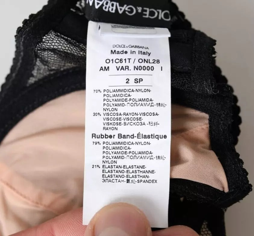 Soutien-gorge Balconcino en dentelle florale noire en nylon Dolce & Gabbana