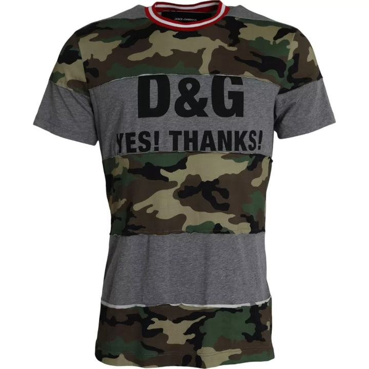 T-shirt col rond homme en coton camouflage multicolore Dolce & Gabbana