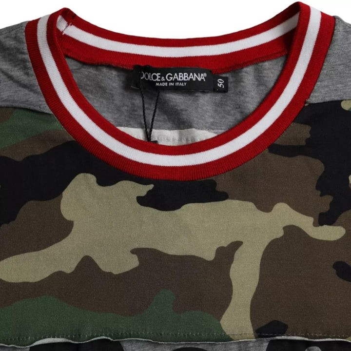 T-shirt col rond homme en coton camouflage multicolore Dolce & Gabbana