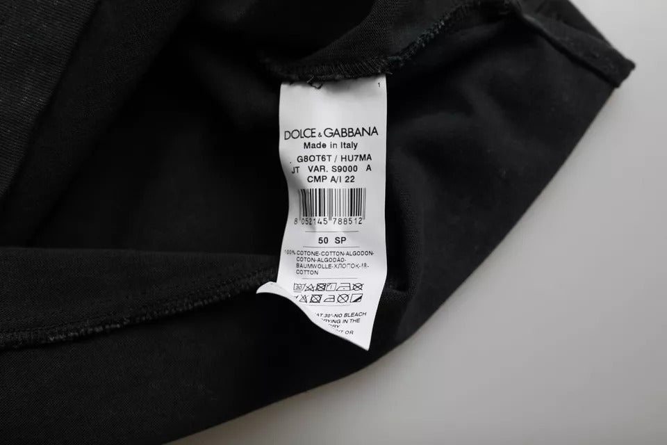 Camiseta de algodón con cuello redondo y estampado gráfico de Dolce & Gabbana en negro