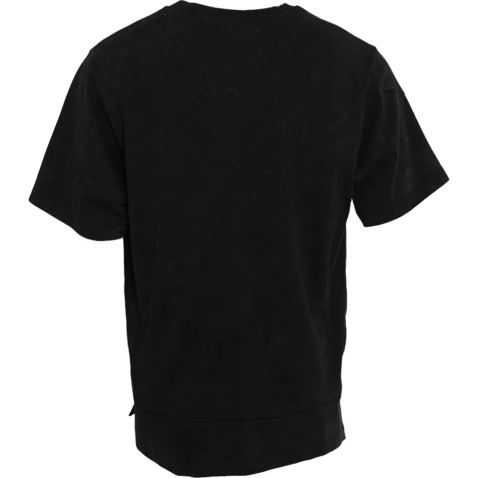 Camiseta de algodón con cuello redondo y estampado gráfico de Dolce & Gabbana en negro