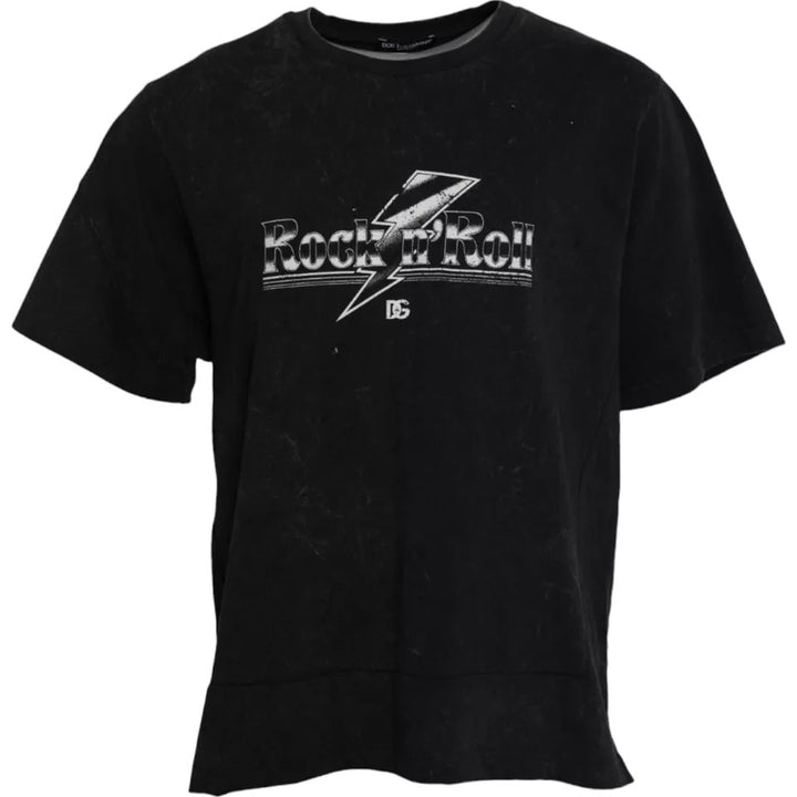T-shirt Dolce & Gabbana en coton noir à imprimé graphique et col ras du cou