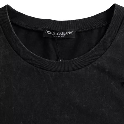Camiseta de algodón con cuello redondo y estampado gráfico de Dolce & Gabbana en negro