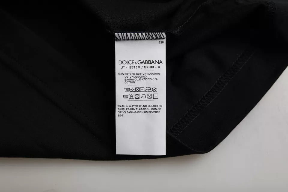 T-shirt Dolce & Gabbana en coton noir à col rond et manches courtes pour homme