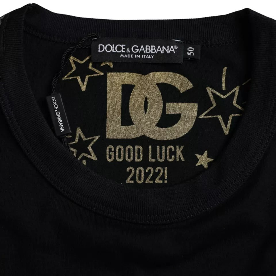 T-shirt Dolce & Gabbana en coton noir à col rond et manches courtes pour homme