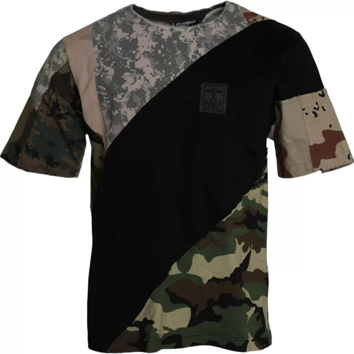 T-shirt col rond Dolce & Gabbana en coton motif camouflage multicolore pour homme