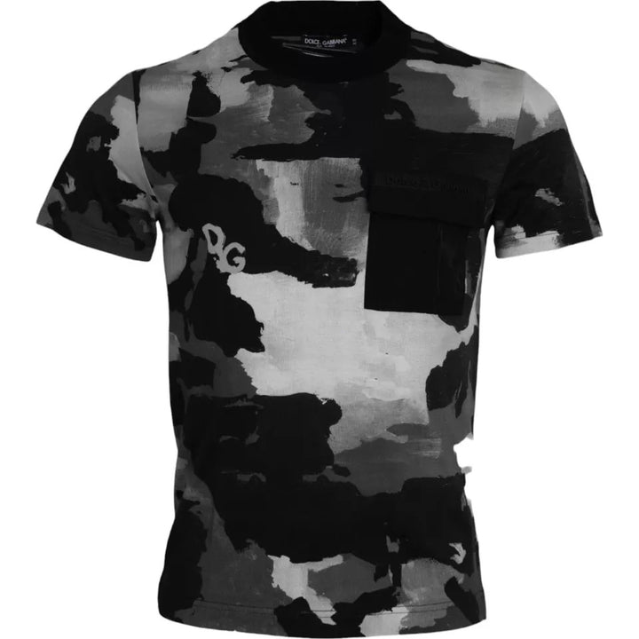 T-shirt à col ras du cou en coton camouflage multicolore Dolce & Gabbana