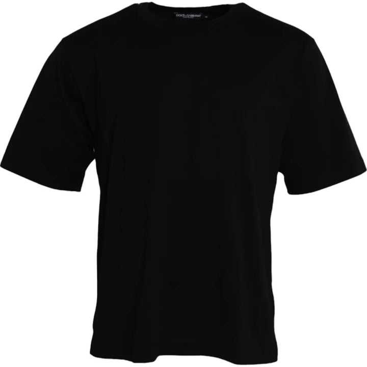 T-shirt Dolce & Gabbana en coton noir à col rond avec logo en relief