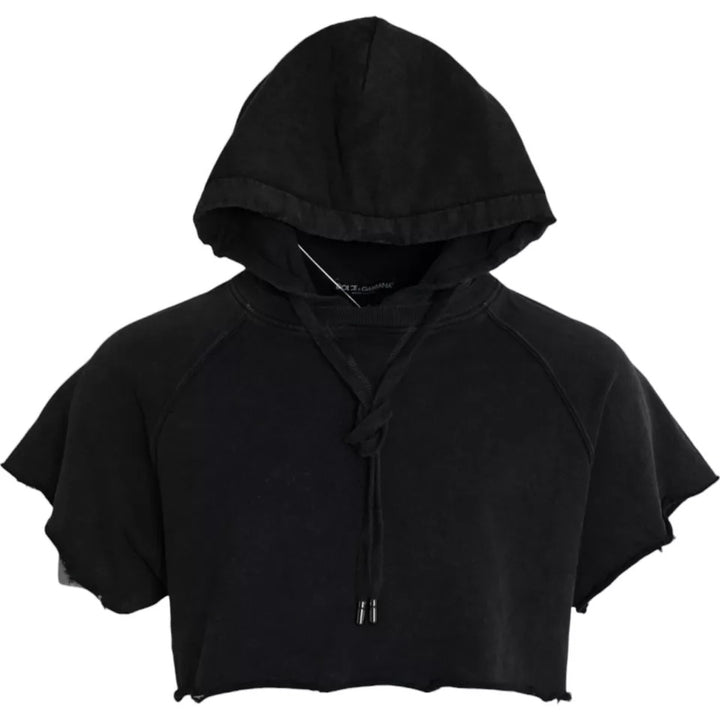 T-shirt court à capuche et manches courtes en coton noir Dolce & Gabbana