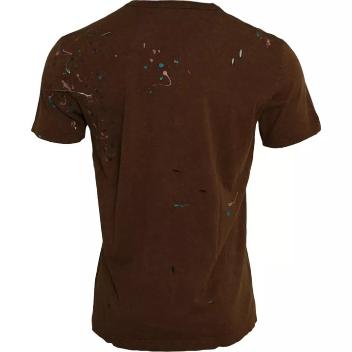 T-shirt à col rond Dolce & Gabbana en coton marron Color Splash