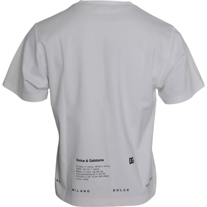 T-shirt en coton pour homme Dolce & Gabbana blanc imprimé lèvres rouges