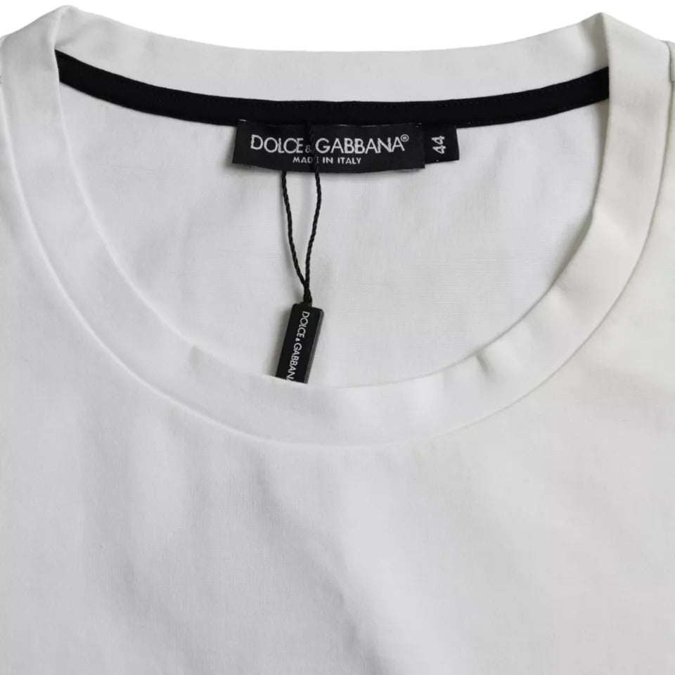 T-shirt en coton pour homme Dolce & Gabbana blanc imprimé lèvres rouges