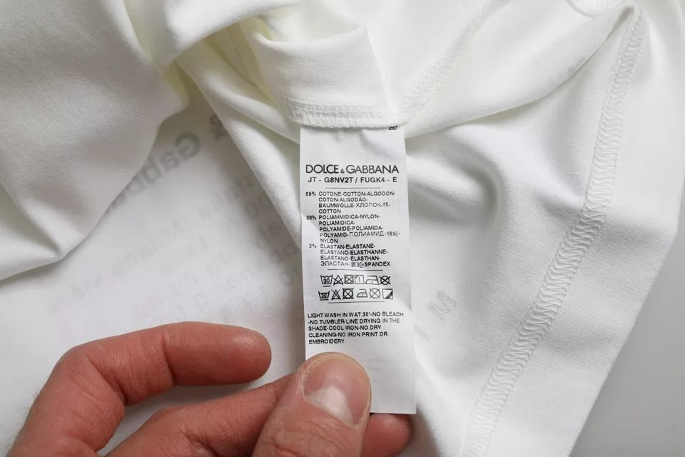 T-shirt en coton pour homme Dolce & Gabbana blanc imprimé lèvres rouges