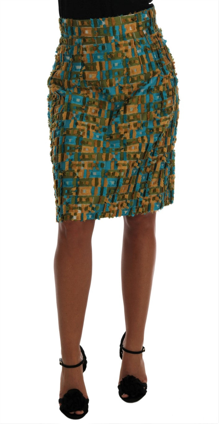 Jupe droite crayon en jacquard multicolore Dolce & Gabbana