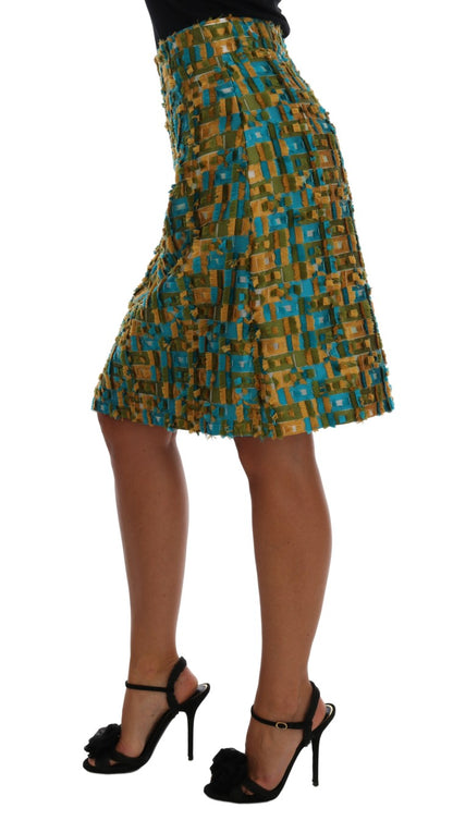 Jupe droite crayon en jacquard multicolore Dolce & Gabbana