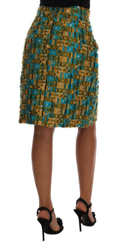 Jupe droite crayon en jacquard multicolore Dolce & Gabbana