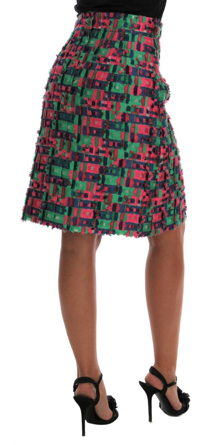 Jupe Crayon Jacquard Rose et Verte Dolce & Gabbana