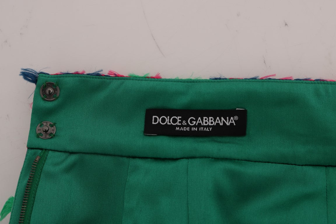 Jupe Crayon Jacquard Rose et Verte Dolce & Gabbana
