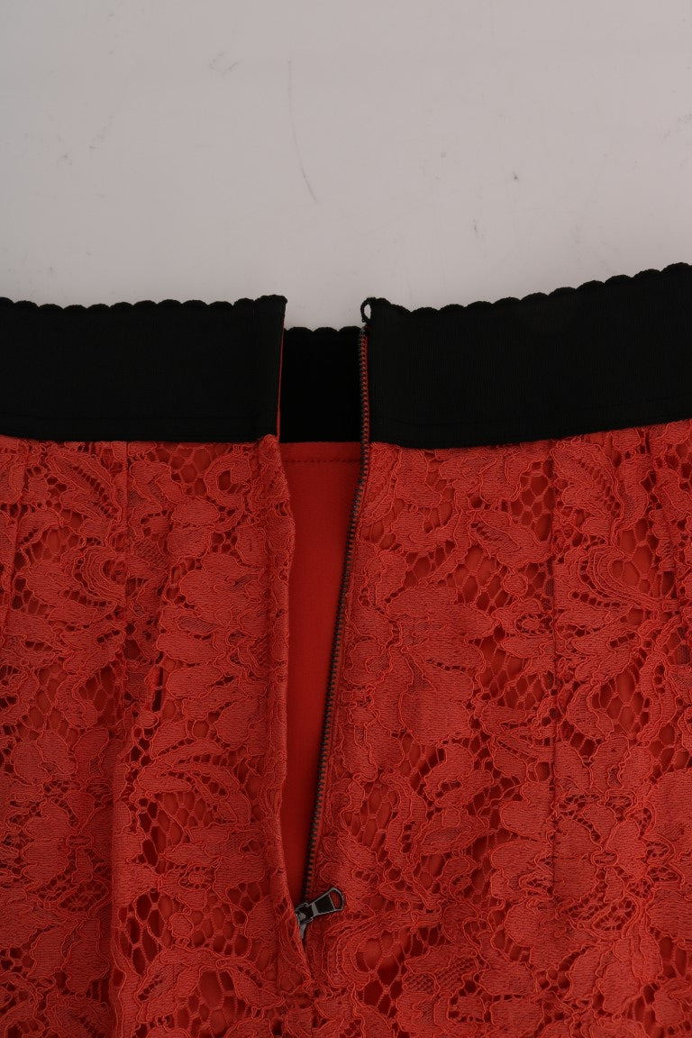 Jupe crayon en macramé orange Dolce & Gabbana