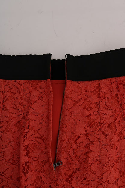 Jupe crayon en macramé orange Dolce & Gabbana